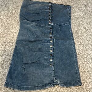Denim Button-Front Skirt from VICI